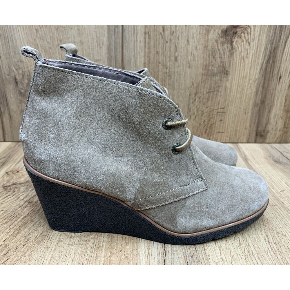 SPERRY Women's Harlow Wedge Casual Leather 3 Inch Ankle Bootie Beige Size 8 M - Picture 2 of 16